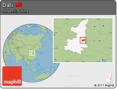 Savanna Style Location Map of Dali, highlighted parent region