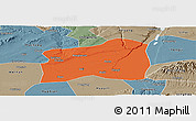 Political Panoramic Map of Dali, semi-desaturated