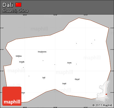 Gray Simple Map of Dali, cropped outside