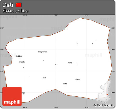 Gray Simple Map of Dali, cropped outside