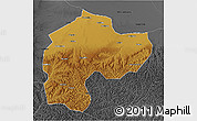 Physical 3D Map of Dingbian, darken, desaturated