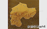 Physical 3D Map of Dingbian, darken