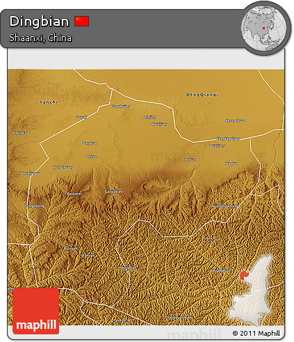 Physical 3D Map of Dingbian