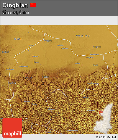 Physical 3D Map of Dingbian