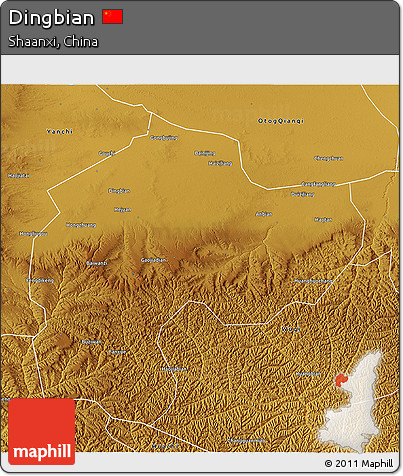 Physical 3D Map of Dingbian