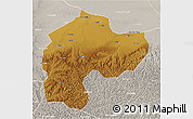 Physical 3D Map of Dingbian, lighten, semi-desaturated