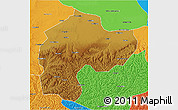 Physical 3D Map of Dingbian, political outside