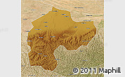 Physical 3D Map of Dingbian, satellite outside