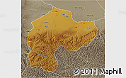 Physical 3D Map of Dingbian, semi-desaturated