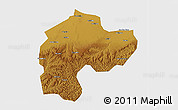 Physical 3D Map of Dingbian, single color outside