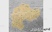 Satellite 3D Map of Dingbian, desaturated
