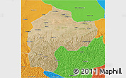 Satellite 3D Map of Dingbian, political outside
