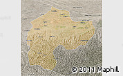 Satellite 3D Map of Dingbian, semi-desaturated