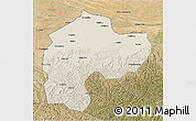 Shaded Relief 3D Map of Dingbian, satellite outside