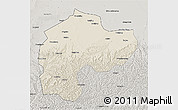 Shaded Relief 3D Map of Dingbian, semi-desaturated