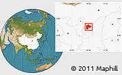 Satellite Location Map of Dingbian, highlighted country