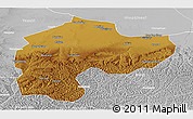 Physical Panoramic Map of Dingbian, lighten, desaturated
