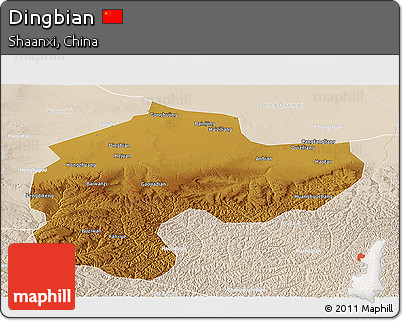 Physical Panoramic Map of Dingbian, lighten