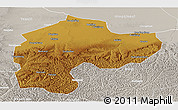 Physical Panoramic Map of Dingbian, lighten, semi-desaturated