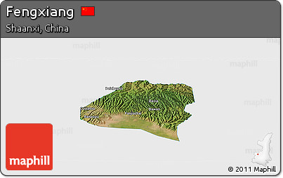 Satellite Panoramic Map of Fengxiang, single color outside