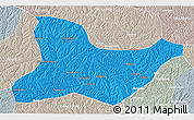 Political 3D Map of Fu Xian, lighten, semi-desaturated