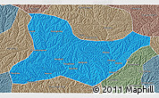 Political 3D Map of Fu Xian, semi-desaturated