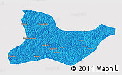 Political 3D Map of Fu Xian, single color outside