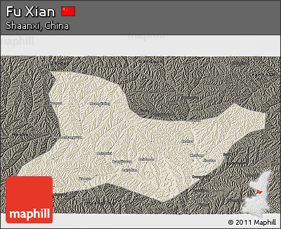 Shaded Relief 3D Map of Fu Xian, darken