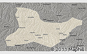 Shaded Relief 3D Map of Fu Xian, darken, semi-desaturated