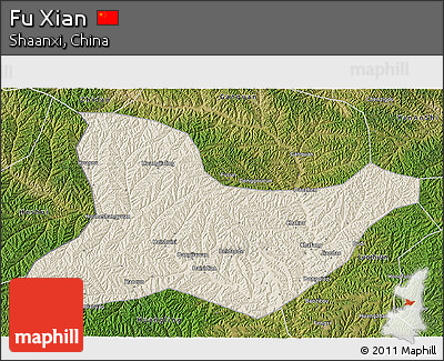 Shaded Relief 3D Map of Fu Xian, satellite outside