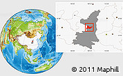 Physical Location Map of Fu Xian, highlighted country, highlighted parent region