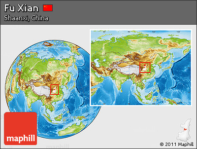 Physical Location Map of Fu Xian, highlighted parent region, within the entire country