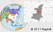 Political Location Map of Fu Xian, highlighted country, highlighted parent region