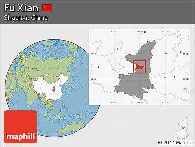 Savanna Style Location Map of Fu Xian, highlighted country, highlighted parent region