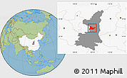 Savanna Style Location Map of Fu Xian, highlighted country, highlighted parent region
