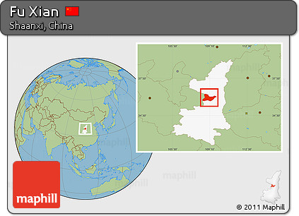Savanna Style Location Map of Fu Xian, highlighted parent region