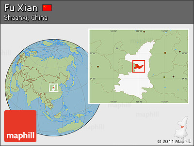 Savanna Style Location Map of Fu Xian, highlighted parent region