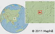 Savanna Style Location Map of Fu Xian, hill shading