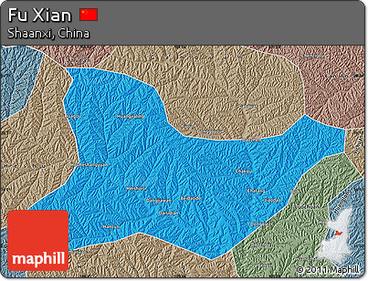 Political Map of Fu Xian, semi-desaturated