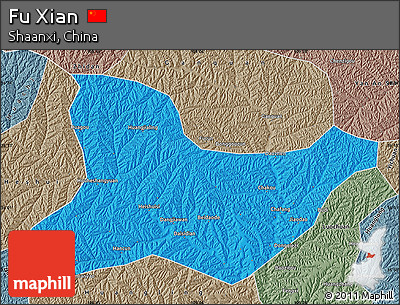 Political Map of Fu Xian, semi-desaturated