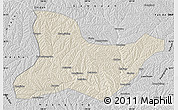 Shaded Relief Map of Fu Xian, desaturated