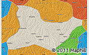 Shaded Relief Map of Fu Xian, political outside