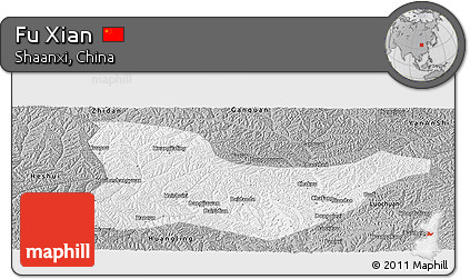 Gray Panoramic Map of Fu Xian