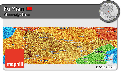Physical Panoramic Map of Fu Xian, political outside
