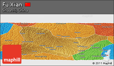 Physical Panoramic Map of Fu Xian, political outside