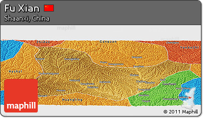 Physical Panoramic Map of Fu Xian, political outside