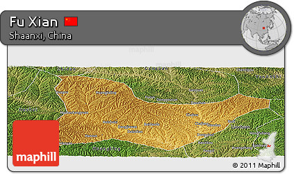 Physical Panoramic Map of Fu Xian, satellite outside