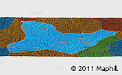 Political Panoramic Map of Fu Xian, darken