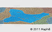 Political Panoramic Map of Fu Xian, semi-desaturated