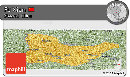 Savanna Style Panoramic Map of Fu Xian